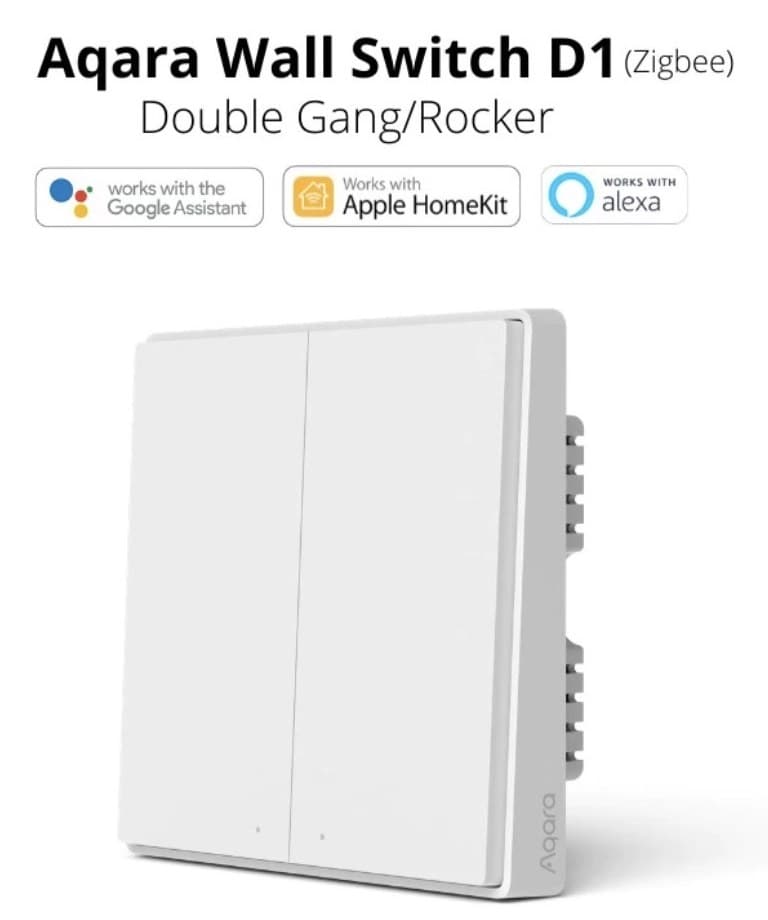 Aqara Smart Wall Switch D1 (No Neutral, Double Rocker)